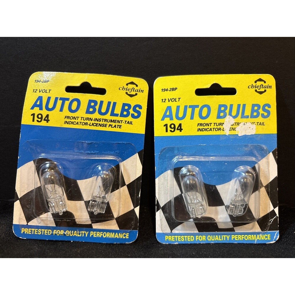 Lot of 2 New 2 Packs Chieftain Automotive #194 12 V. Clear Bulb Glass Wedge Base